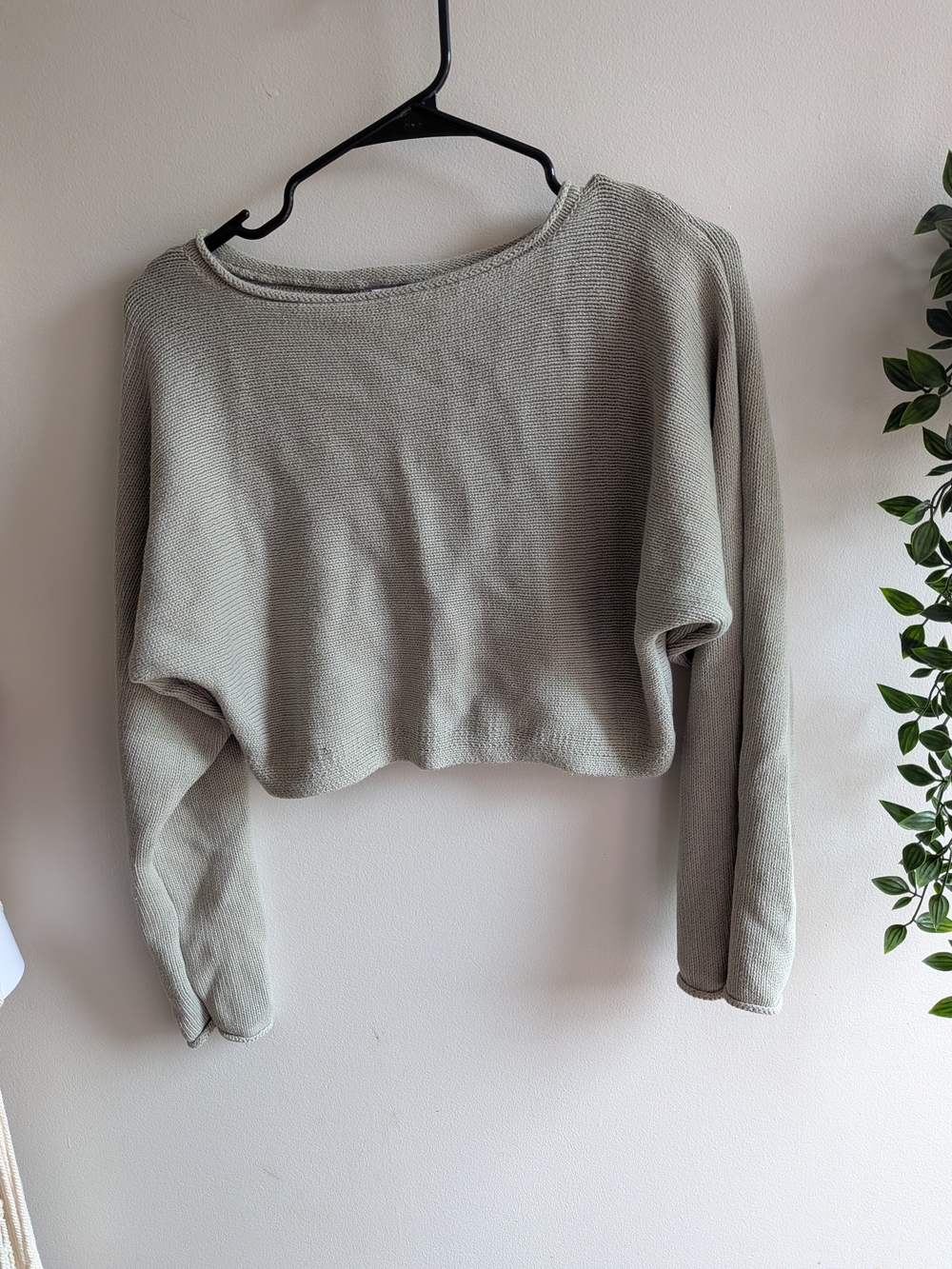 Garage Cropped Crewneck Sweater in Sage